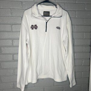 Drake Waterfowl Mississippi State Camp Fleece 1/4 Zip Pullover White Size Large